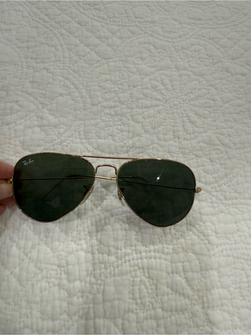 Ray-Ban Women's Gold Frame Dark Green Lens Aviator Sunglasses